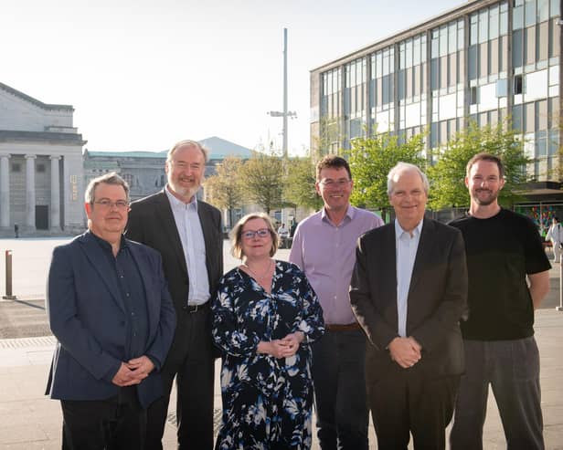 Members of the SOGROW steering group (from L-R) Fred Bassett, Founder of Lateral Edge Consulting, Ross McNally, Executive Chair/CEO Hampshire Chamber of Commerce, Councillor Lorna Fielker, Leader of Southampton City Council, Stephen Manion, Executive Director, Go! Southampton, Peter Taylor, Senior Partner, Paris Smith, Gareth Miller, Managing Director, Carswell Gould