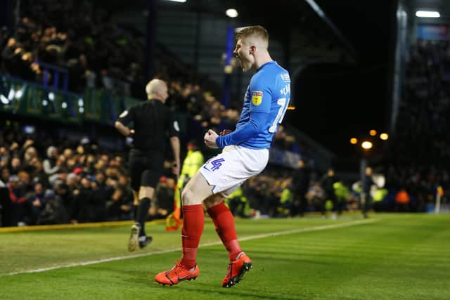 Andy Cannon celebrates against MK Dons. Picture: Joe Pepler