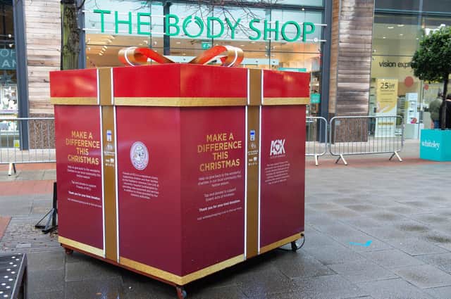 Giant Giving Box installed at Whiteley Shopping centre to give back to the most impacted by the pandemic
