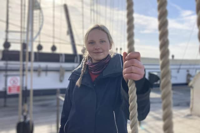 Connie Sheeran is a Historic Ship Rigger at the NMRN. Connie believes that the sky is the limit for women, being the only female worker on HMS Warrior, Connie says that size and strength doesn’t matter if you are confident in your skills and technique.