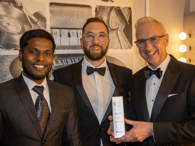Winners of the Global Business of the Year, Sujeeth Sekaran, Paul Cresswell and Mike Robinson of Entec International Ltd.