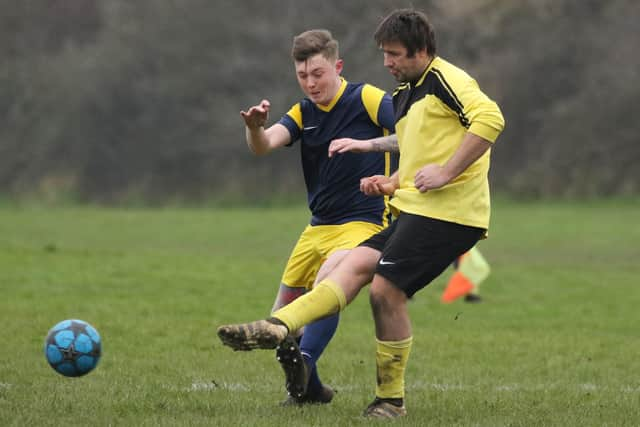 Hatton Rovers (right) v Pelham at Farlington. Picture: Kevin Shipp.