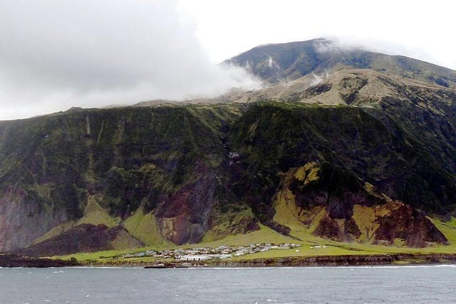 The capital and largest settlement of Tristan da Cunha, a remote group of volcanic islands in the south Atlantic Ocean with a population of 246.