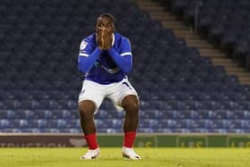 Christian Saydee can't believe it as another Pompey chance goes begging. Picture: Jason Brown/ProSportsImages