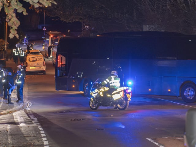 Over 100 illegal migrants aboard two RNLI lifeboats entered Portsmouth Harbour, arriving at Fort Blockhouse in Gosport on Sunday evening. They were pictured leaving Gosport on a number of buses just before 1am on Monday morning.