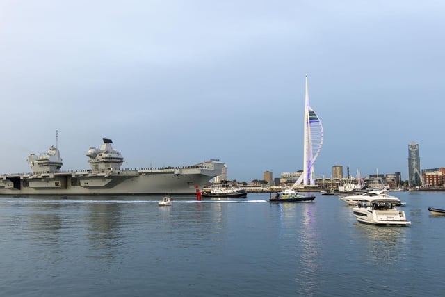 HMS Queen Elizabeth is leading the carrier strike group and head to the North Sea on Friday.