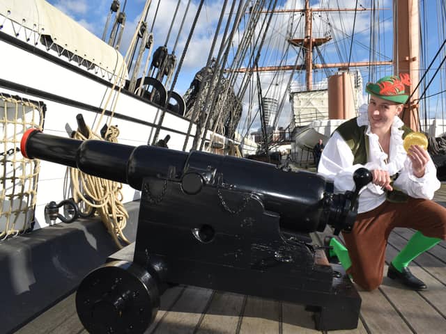 Paolo Parodi stars in the title role of Groundlings Theatre's 2022 pantomime, Robin Hood. Picture taken on HMS Warrior at Portsmouth Historic Dockyard