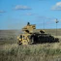 Armoured Fighting Vehicles (AFV) Stormer, firing High Velocity Missile (HVM) on Ex Javelin part of the 1 Yorkshire Regiment (1 York) Battlegroup during Ex Prairie Lightning. on Ex Prairie Storm 3 in British Army Training Area Suffield (BATUS), Alberta Canada.