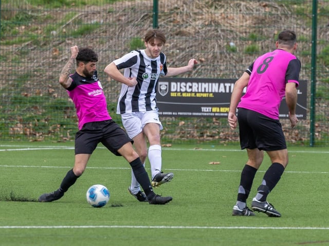 Harvest (pink) v Hayling (black & white). Picture: Mike Cooter