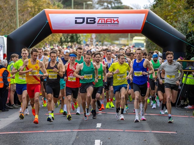 And they're off! Runners start the Gosport Marathon at a quick pace.  Photos by Alex Shute