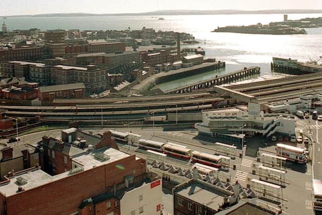 Looking south over the former HMS Vernon, Old Portsmouth and The Hard interchange at Portsea in March 1998. Picture: The News 1265-1