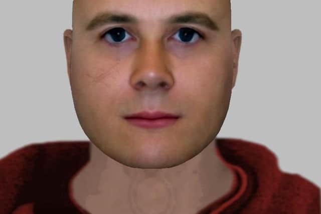 The first man, who was riding a bicycle, is described as being white, bald, aged between 30 and 40, and of medium build. He was wearing a long sleeved brown jumper with a small zip under the neck and black jeans.