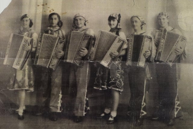 Pictured is a collect of Maisie in Maisie's Band, (she is third from left) in the 1950s. Picture: Sam Stephenson.