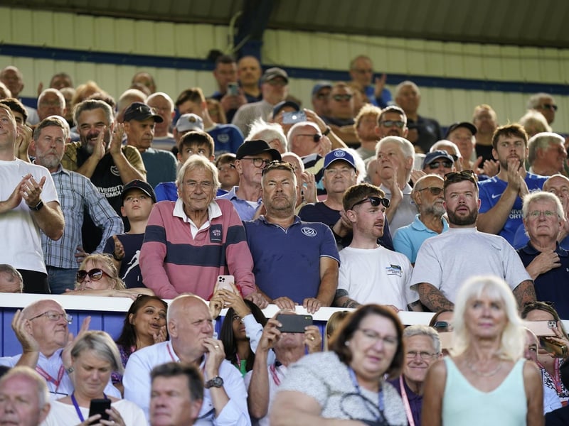 The South Stand enjoying the sunshine as Pompey take on Peterborough.