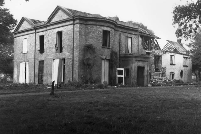 Paulsgrove House in the process of being demolished in 1970.