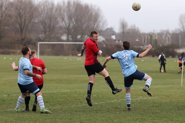 Portchester Rovers (blue) v Horndean United. Picture: Sam Stephenson