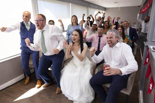 Fareham couple Nicoletta and Thomas Barr, winners of the Snickers Own Goal Wedding