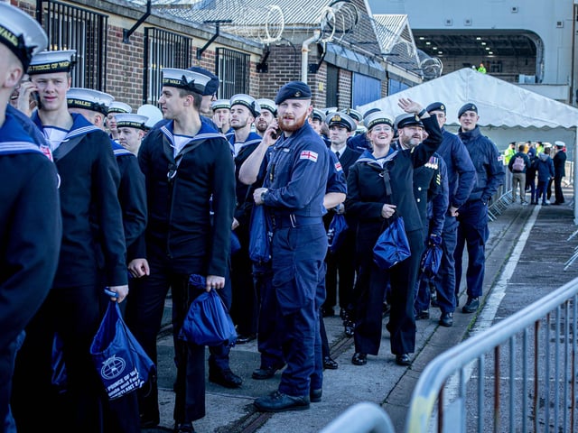 Sailors leaving HMS Prince of Wales