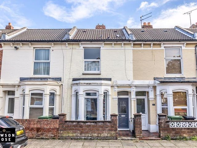 This two bedroom house in Cornwall Road is a short distance away from Fratton Railway Station and is being offered with no forward chain. It has a living room with an open plan kitchen/ dining area, leading into a rear extension with a W.C, skylights and double doors opening into the enclosed 20ft rear garden and an upstairs bathroom. It is on sale with Lawson Rose Estate Agents/Zoopla priced at £225,000.