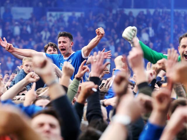 Enda Stevens won the League Two title in his final Pompey appearance in May 2017. Picture: Joe Pepler/Digital South