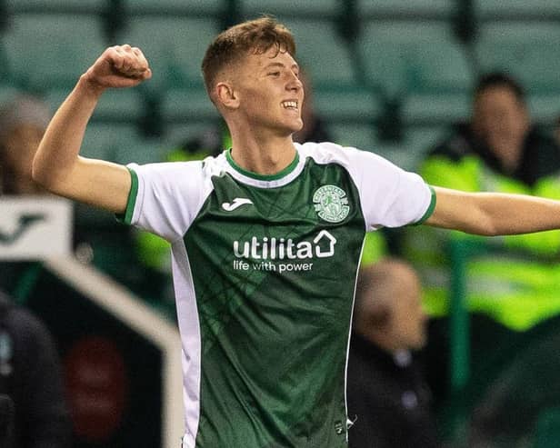Pompey have been linked with Hibs teenage striker Ethan Laidlaw. (Photo by Ewan Bootman / SNS Group)