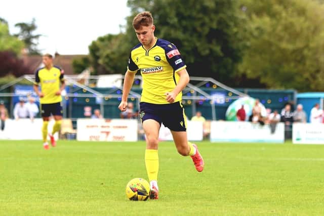 Harvey Rew has played 12 times for Gosport this season as he rebuilds his career following Fratton Park release. Picture: Gosport FC