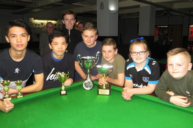 The Waterlooville Sports Bar Wednesday snooker league trophy winners. Picture: Tim Dunkley