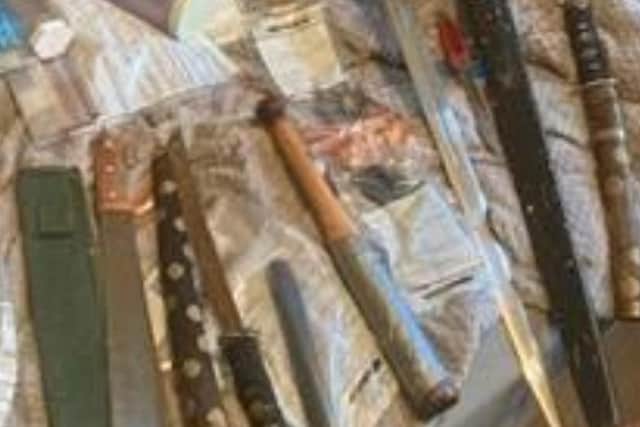Knives recovered by police. Pic Hants police