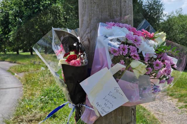 Flowers and heartfelt notes have been placed in Chalton Crescent to pay tribute to Barry Cairns.