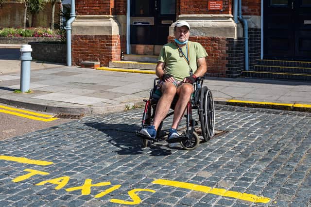 Steve Kingett, 56, who has experienced long waits for accessible taxis. Picture: Mike Cooter (080921)