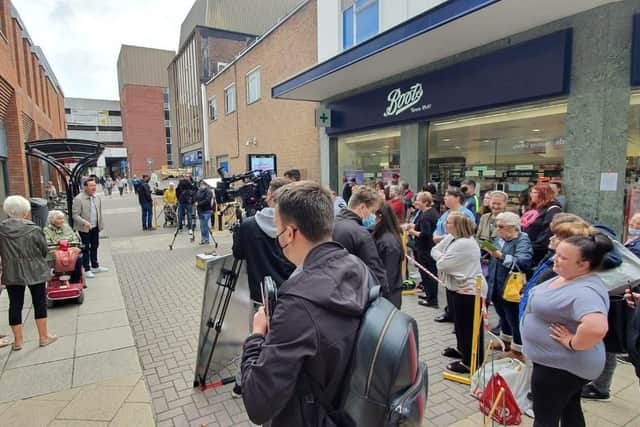 Stephen Mulhern filming for In for a Penny in Commercial Road, Portsmouth, on September 1 2021. Picture: Habibur Rahman
