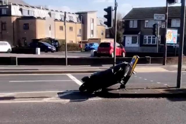 A motorbike has crashed in Eastern Road, Portsmouth, on February 27 outside the Good Companion pub.