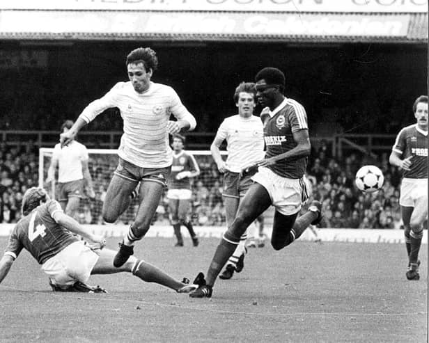 Mark Hateley in action for Pompey against Brighton in the 1983-84 season.