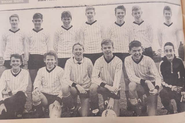 Havant Under-15s. Back (from left): Robert Small, Chris Skelton, Mark Lambert, Graham Libby, Neil Barnett, Shane  Foster, Kevin Beale. Front: Matt Duncan, Mark Jeffrey, Gareth White, Lee Hawkins, Darren Fell, Karl Watson.