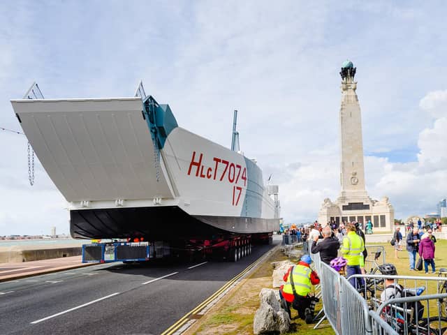 The LCT 7074 being moved to the D-Day Story.  Picture Credit: Keith Woodland