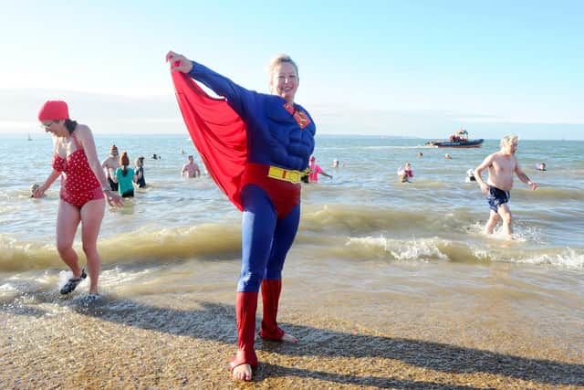 Paula Reid, from Gosport, at the GAFIRS New Year's Day swim in 2019.

Picture: Sarah Standing (010119-4)