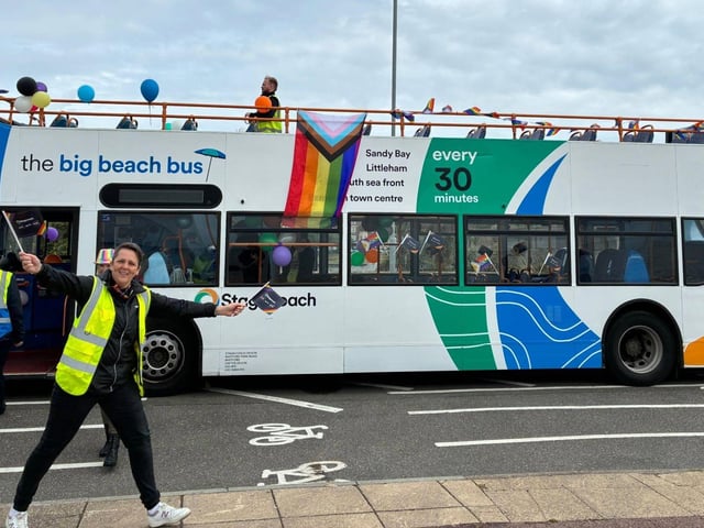 Stagecoach South Portsmouth team in front of open top double decker