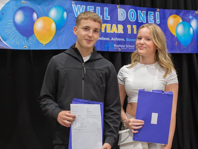Blake and Lacey collect their results at Mayfield School, PortsmouthPicture: Habibur Rahman