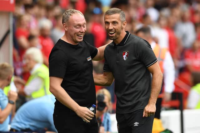 Gary O'Neil, left, and Forest manager Steve Cooper last Saturday. (Photo by Tony Marshall/Getty Images)