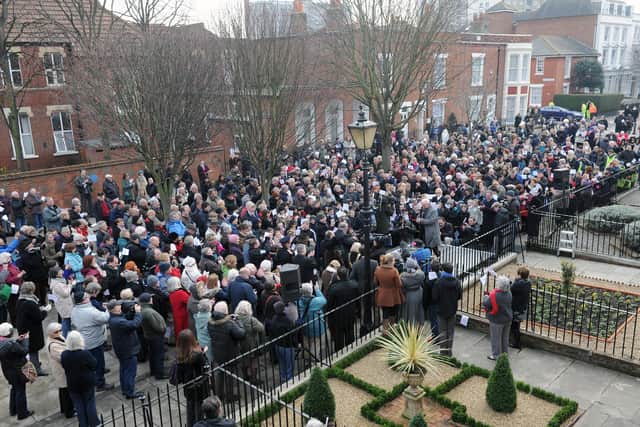 Actor Simon Callow reading at Charles Dickens’ birthplace in 2012 to mark 200 years since the author’s birth.