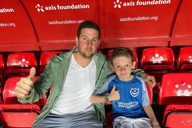 Simon and Ollie Milne are a familiar double act at Pompey games, attending 67 in all competitions this season.