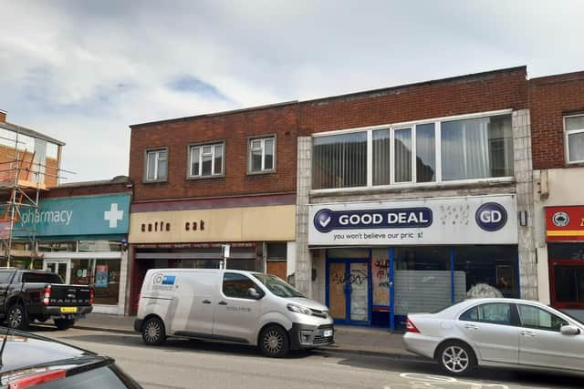 Empty shops in Fratton Road, opposite the shopping centre.