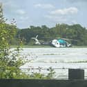 An air ambulance at the scene