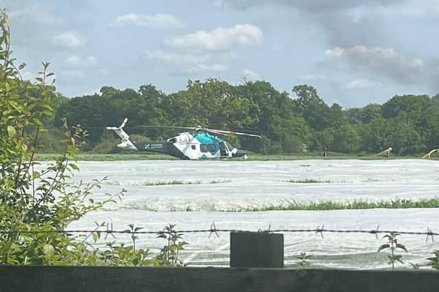 An air ambulance at the scene