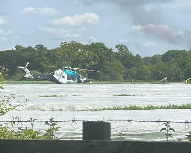 An air ambulance at the scene