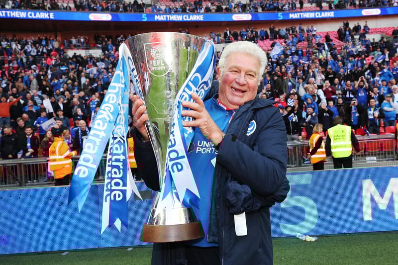 Barry Harry's celebrates the Checkatrade Trophy final win over Sunderland in March 2019.