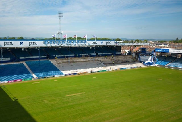 Work on the North Stand lower will be completed before the start of the season.

Picture: Michael Woods / Solent Sky Services