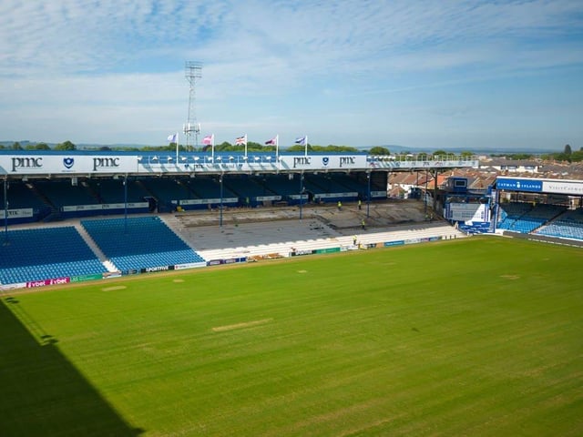 Work on the North Stand lower will be completed before the start of the season.
Picture: Michael Woods / Solent Sky Services