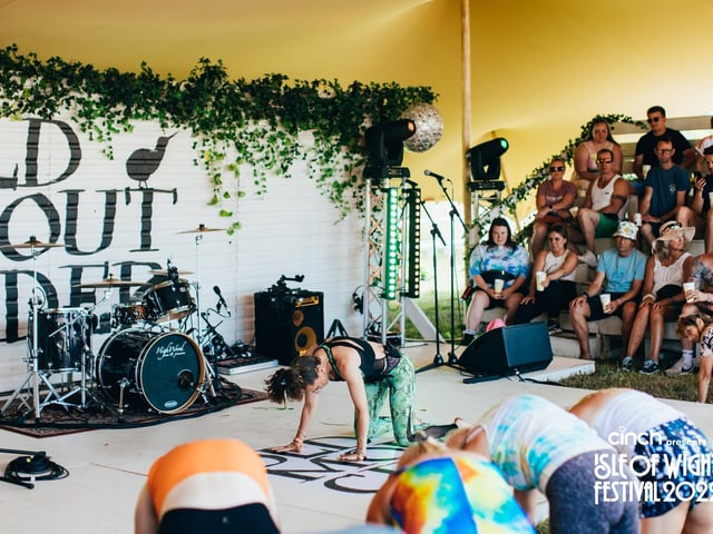 Anyone for yoga on the opening Thursday of the Isle of Wight Festival, 2022?
