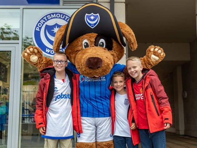 Pompey mascot Nelson greets shoppers at the new Pompey Store in Gunwharf Quays. Picture: Mike Cooter (011124)